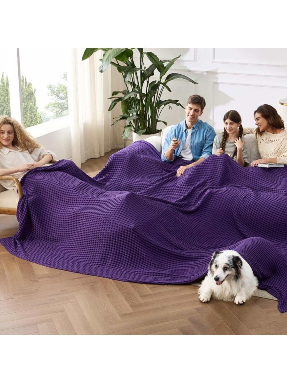 Oversized King Cooling Waffle Blanket for Hot Sleepers - Soft Purple Throw
